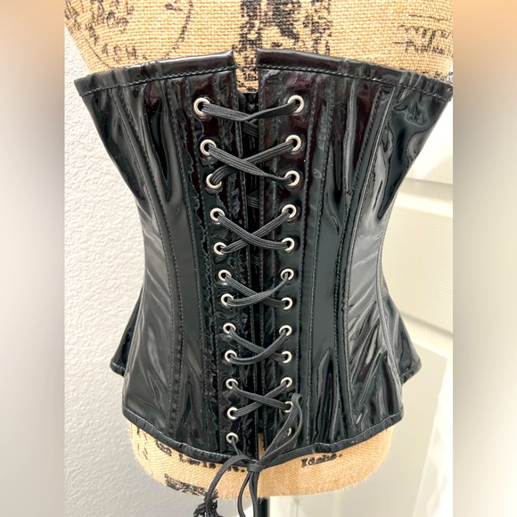 Corset Story - PVC Gothic Steampunk Bustier Burlesque Waist Training Size 28 - Picture 6 of 10